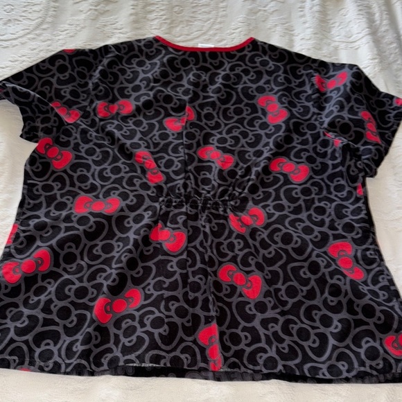 Gently Loved Hello Kitty Black and Red Scrub Top - Picture 8 of 9